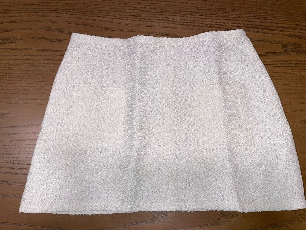 MAISON CLÉO Antonia cotton-tweed CREAM mini skirt with Pockets 100% Cotton US M